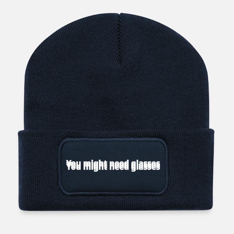 You Might Need Glasses - Beanie recyclé à patch - bleu marine