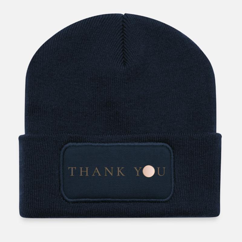 Botschaft  JUST THANK YOU als dankbarkeit - Recycelte Patch Beanie - French Navy