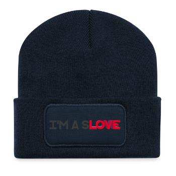 I'M A SLOVE - let's talk - Beanie recyclé à patch - bleu marine - Devant