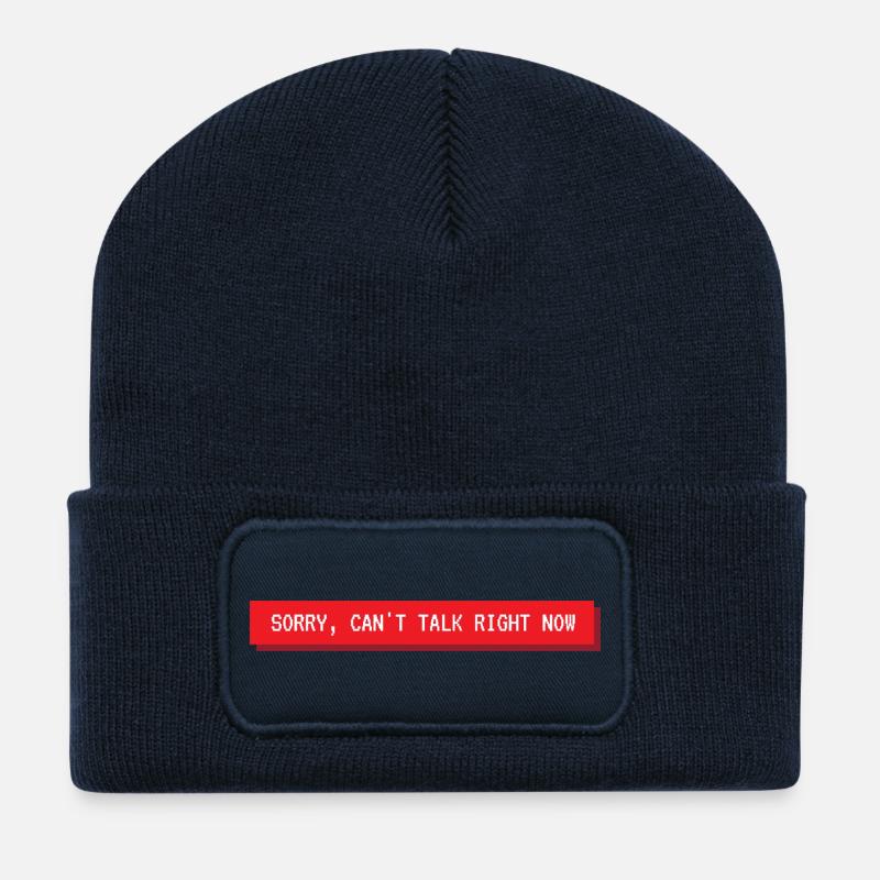 Entschuldigung, ich kann gerade nicht sprechen, Phrase Musik - Recycelte Patch Beanie - French Navy