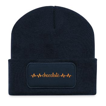 Motif Heartbeat Chocolat - Beanie recyclé à patch - bleu marine - Devant