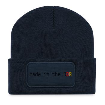 DDR Lustiger Spruch Made in the DDR - Recycelte Patch Beanie - French Navy - Vorne