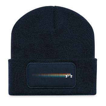 Gestreifte Horizont-Silhouette - Recycelte Patch Beanie - French Navy - Vorne