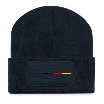 Deutschland Flagge Fahne - Recycelte Patch Beanie - French Navy - Vorne