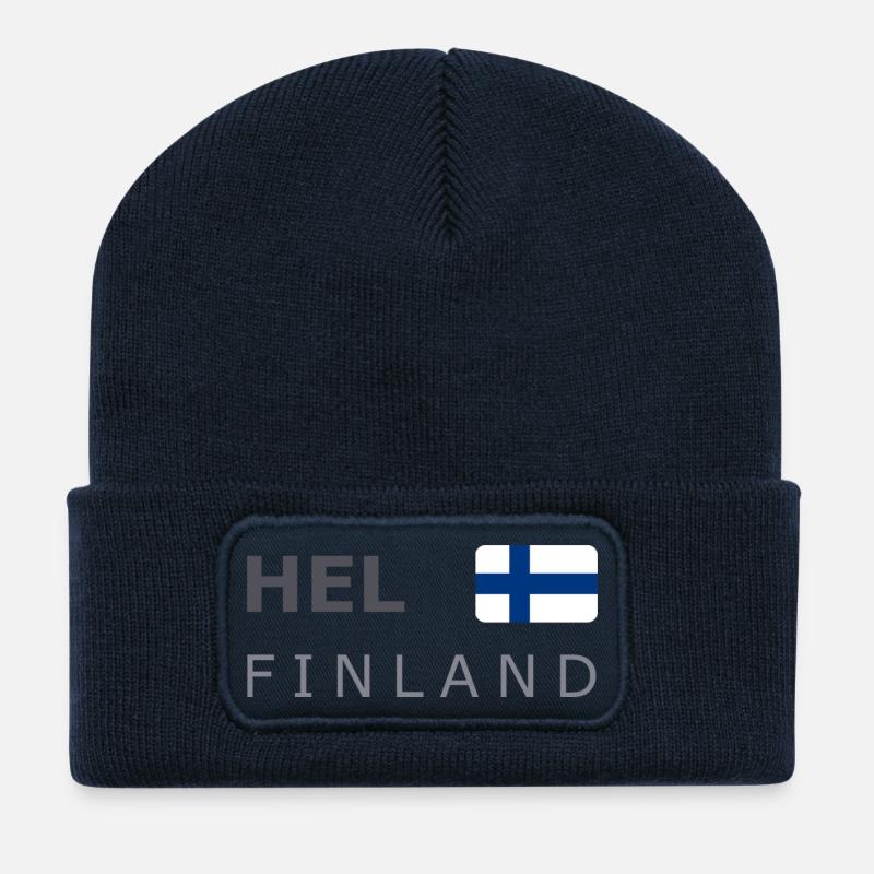 HEL FINLAND dark-lettered 400 dpi - Beanie recyclé à patch - bleu marine