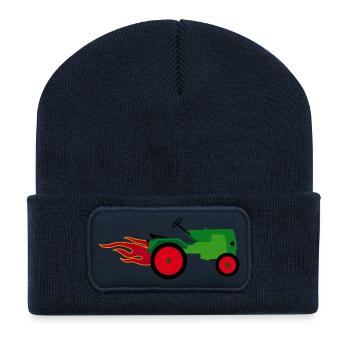 Tracteur - Beanie recyclé à patch - bleu marine - Devant