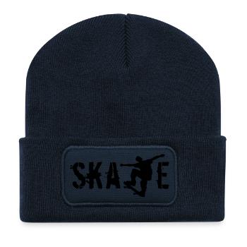 Skate - Beanie recyclé à patch - bleu marine - Devant