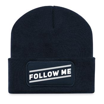 suivre me-suivre moi-amusant-funny-drôle - Beanie recyclé à patch - bleu marine - Devant