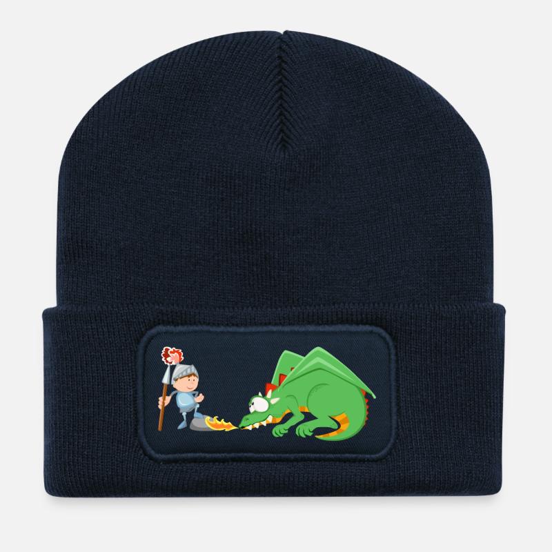 Ritter und Drache - Recycelte Patch Beanie - French Navy