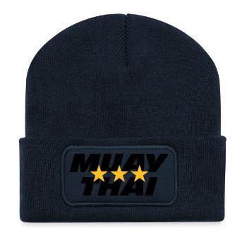 Muay Thai - Beanie recyclé à patch - bleu marine - Devant