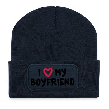 i_love_my_boyfriend_f2 - Recycled Patch Beanie - french navy - Front