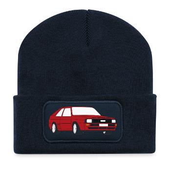 Retro Sportwagen Design - Recycelte Patch Beanie - French Navy - Vorne