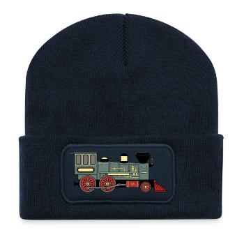Locomotive à vapeur - Beanie recyclé à patch - bleu marine - Devant