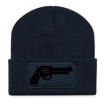 Magnum Gun Stencil - Recycled Patch Beanie - french navy - Front