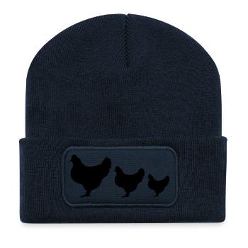 huhn_002 - Recycelte Patch Beanie - French Navy - Vorne