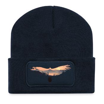 Eagle, Bird, Mountains, Animal Motif, Sunrise - Recycled Patch Beanie - french navy - Front