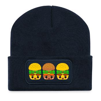 HAMBURGER FASTFOOD IMBISS SNACK BRÖTCHEN BURGER - Recycelte Patch Beanie - French Navy - Vorne