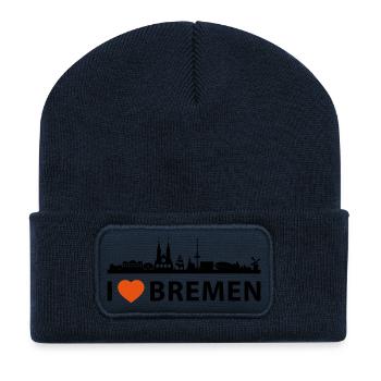 I love Bremen - Recycled Patch Beanie - french navy - Front