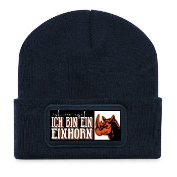 Einhorn unicorn lustig dub nas horn - Recycelte Patch Beanie - French Navy - Vorne
