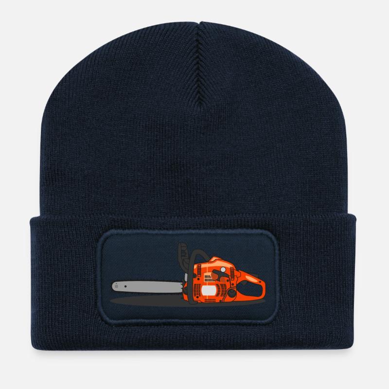 Kettensäge - Orange - Recycelte Patch Beanie - French Navy