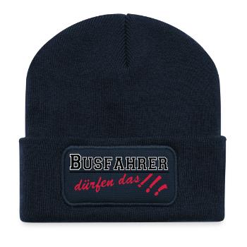 Busfahrer Bus Omnibus Kraftfahrer dürfen...(25) - Recycelte Patch Beanie - French Navy - Vorne