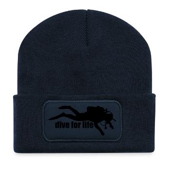 Diver Silhouette – Freediving Minimal Art - Recycelte Patch Beanie - French Navy - Vorne