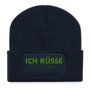 Ich küsse deine Augen - Recycelte Patch Beanie - French Navy - Vorne