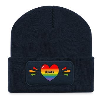Rainbow Gay humain - Beanie recyclé à patch - bleu marine - Devant