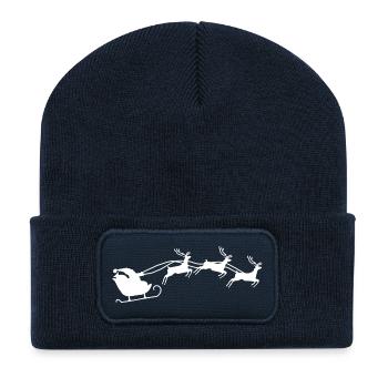 Santa Claus with sleigh - Recycled Patch Beanie - french navy - Front