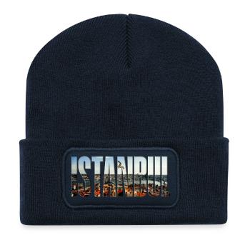 Istanbul Skyline Lettering - Recycled Patch Beanie - french navy - Front