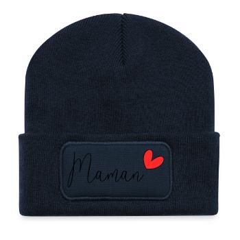 MAMIE. FÊTE DES MÈRES. BONNE FÊTE MAMIE. JE T'AIME - Beanie recyclé à patch - bleu marine - Devant