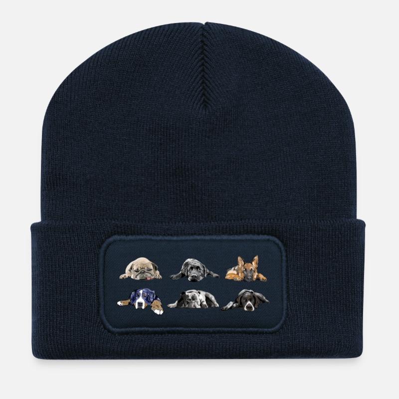 Carlin Labrador Berger allemand Bouledogue Bernois Pointer - Beanie recyclé à patch - bleu marine