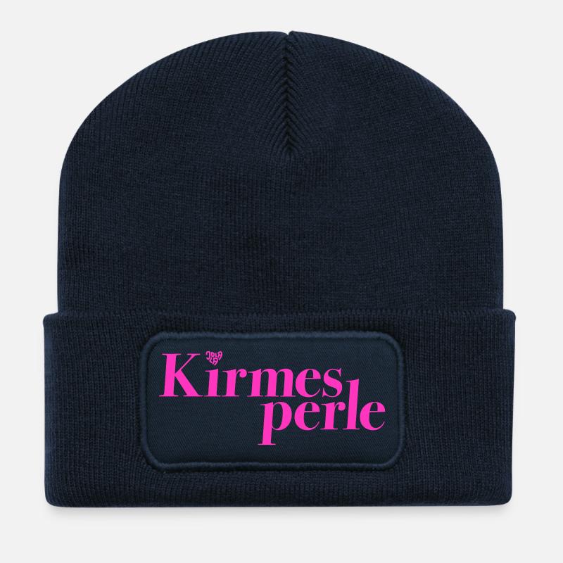 Kirmesperle Pink Glanz - Recycelte Patch Beanie - French Navy
