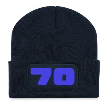 70. 70 JAHRE. 70-JÄHRIGES JUBILÄUM. GEBURTSTAG 70 JAHRE. - Recycelte Patch Beanie - French Navy - Vorne