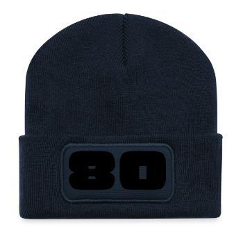 80. 80 JAHRE. 80-JÄHRIGES JUBILÄUM. GEBURTSTAG 80 JAHRE. - Recycelte Patch Beanie - French Navy - Vorne