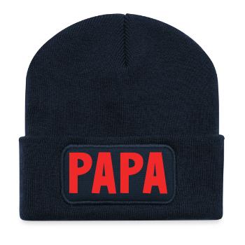 VATERTAG. FROHER VATERTAG. PAPA. ALLES GUTE ZUM GEBURTSTAG. - Recycelte Patch Beanie - French Navy - Vorne
