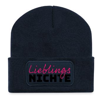 Lieblingsnichte Tshirt pink - Recycelte Patch Beanie - French Navy - Vorne