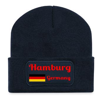 Hamburg Germany- Stylish prints - Recycled Patch Beanie - french navy - Front