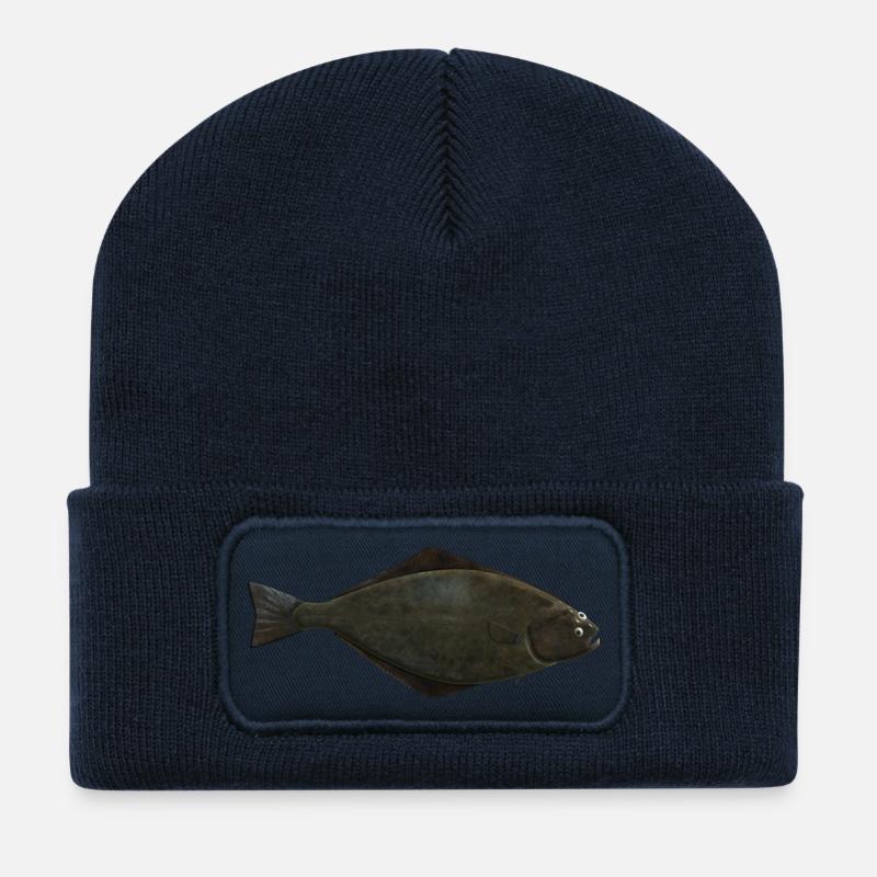 Heilbutt Natur für Angler in Norwegen oder Island - Recycelte Patch Beanie - French Navy