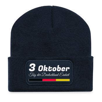3. Oktober Einheit Farben - Recycelte Patch Beanie - French Navy - Vorne