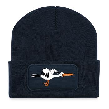 Happy Stork – Die Geburt steht bevor - Recycelte Patch Beanie - French Navy - Vorne