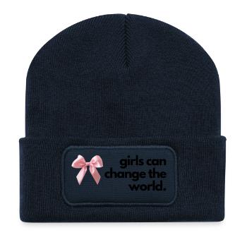 Mädchenwelt Wasserflasche Student Kit - Recycelte Patch Beanie - French Navy - Vorne