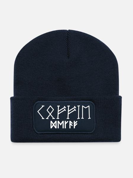 Etikett Koffie Entkoffeiniert in Runen - Recycelte Patch Beanie - French Navy