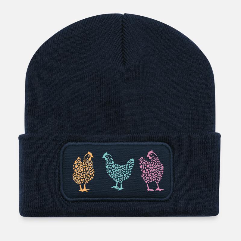 Chicken with heart - Recycled Patch Beanie - french navy