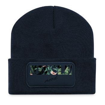 Jungle Mood Tropischer Schriftzug - Recycelte Patch Beanie - French Navy - Vorne