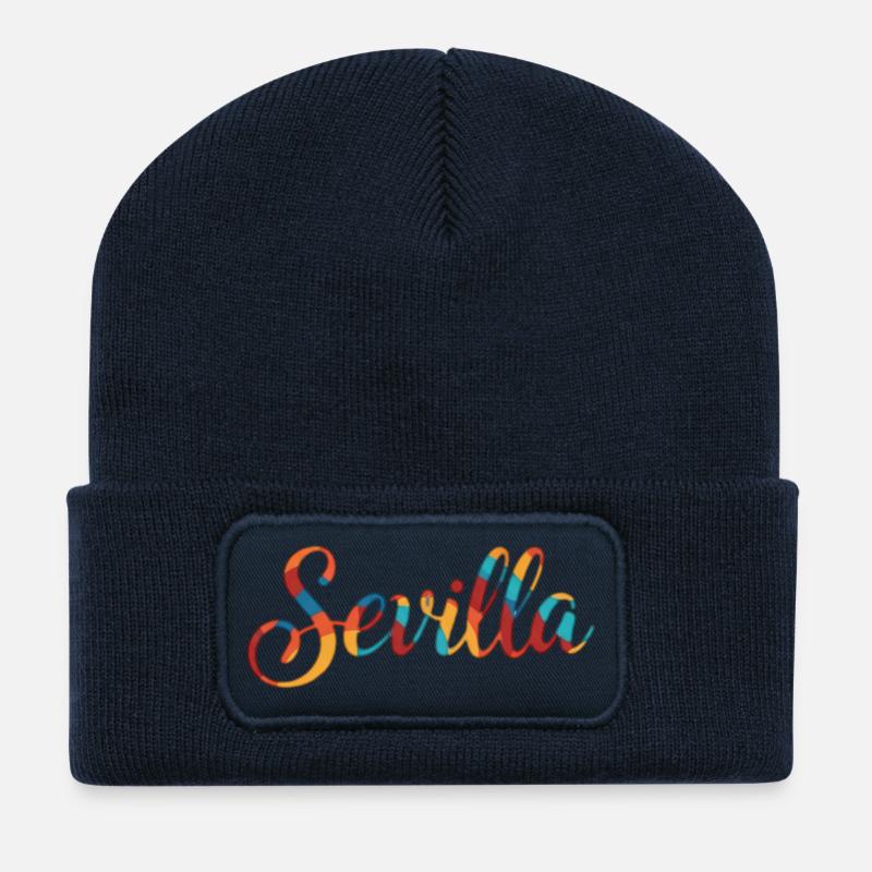 Sevilla Regenbogen Script - Recycelte Patch Beanie - French Navy