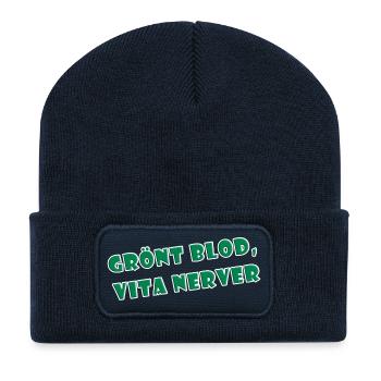 Nerfs blancs sang vert - Beanie recyclé à patch - bleu marine - Devant