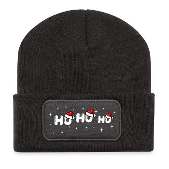 Ho Ho Ho Santa Font Design - Recycled Patch Beanie - dark grey - Front