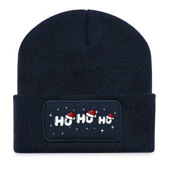 Conception de la police Ho Ho Ho Santa - Beanie recyclé à patch - bleu marine - Devant