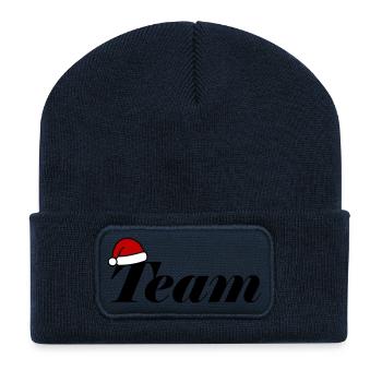 Équipe Chapeau de Noël - Beanie recyclé à patch - bleu marine - Devant